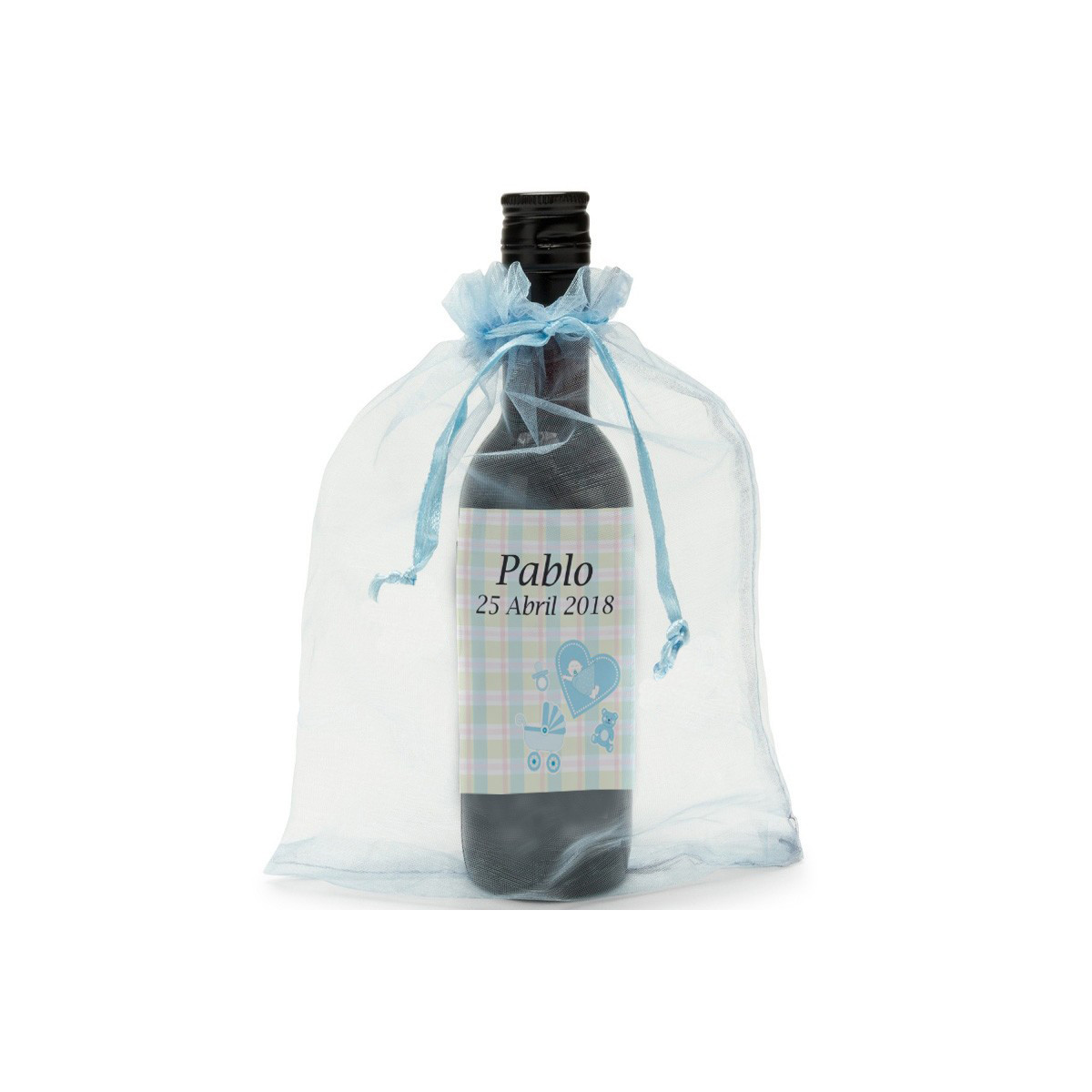 Garrafas de vinho tinto para detalhes de batizado
