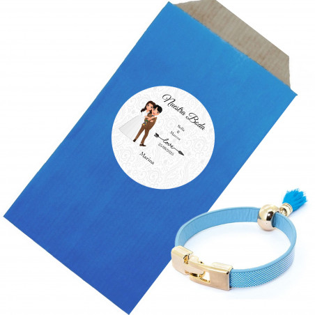 Pulseira Elegante com Pompom Azul Um Presente Exclusivo para os Convidados
