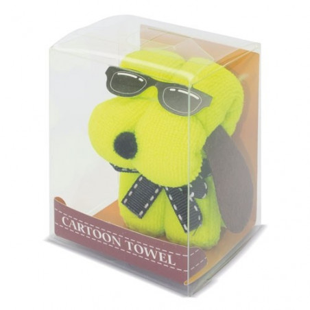 Toalha em forma de cachorrinho com óculos detalhe original para eventos