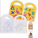 Conjunto de pintura e adesivos dinossauros detalhe personalizado coleção vaiana