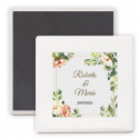 Imã de cerâmica personalizado com design floral detalhe elegante para convidados