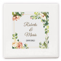 Imã de cerâmica personalizado com design floral detalhe elegante para convidados