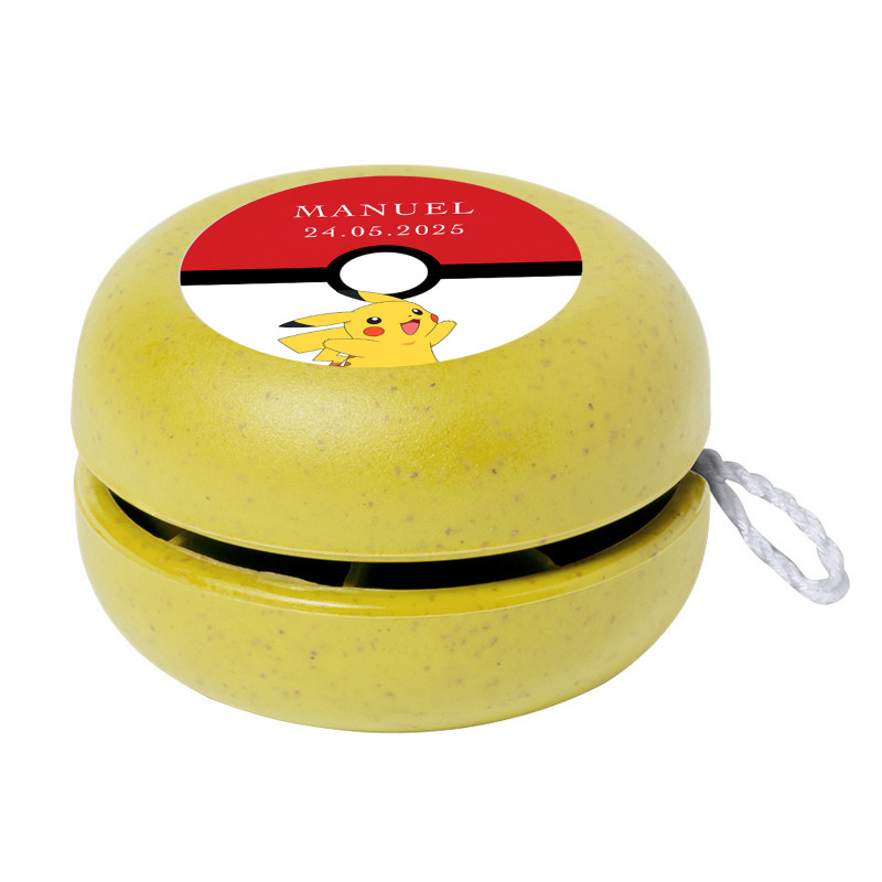 Yoyo ecológico personalizado com design pokémon detalhe para comunhões e aniversários