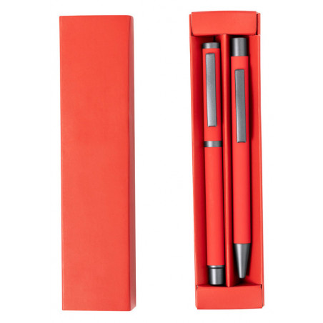 Caneta e roller em estojo vermelho com adesivo personalizável de cars