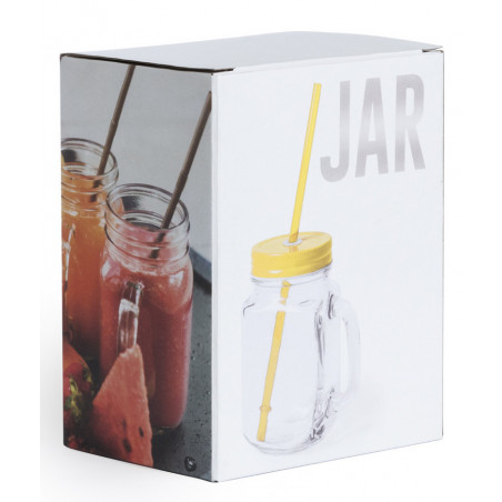 Jarra de cristal com alça canudo e adesivo personalizado lembrança de primeira comunhão