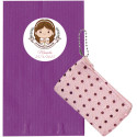 Carteira com purpurina com envelope de kraft e adesivo de comunhão de menina