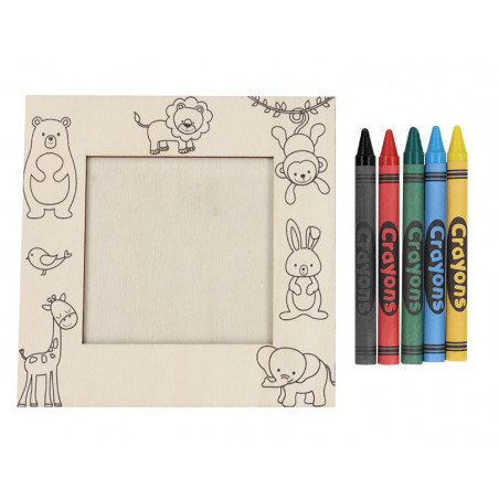 Moldura para colorir com ceras detalhe personalizado para eventos infantis