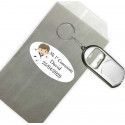 Chaveiro abridor para detalhes de comunhão menino personalizado com envelope e adesivo