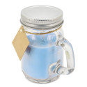 Vela aromática celeste com tampa personalizada para batizado