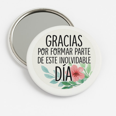 Espelho de chapa com adesivo Obrigado por fazer parte deste dia inesquecível