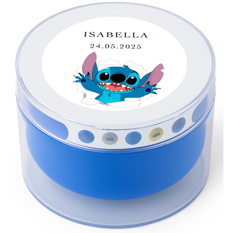 Altifalante bluetooth azul personalizado com design do stitch: detalhe original para comunhões e eventos infantis
