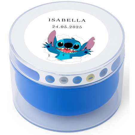 Altifalante Bluetooth Azul Personalizado com Design do Stitch: Detalhe Original para Comunhões e Eventos Infantis