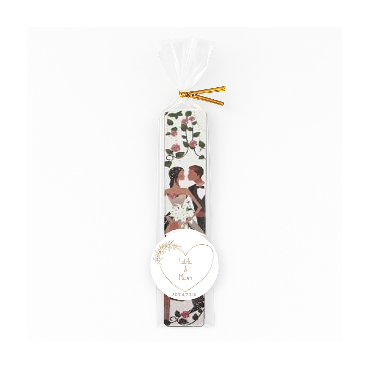 Lima de unhas para casamentos personalizada com adesivo decorativo e bolsa de celofane