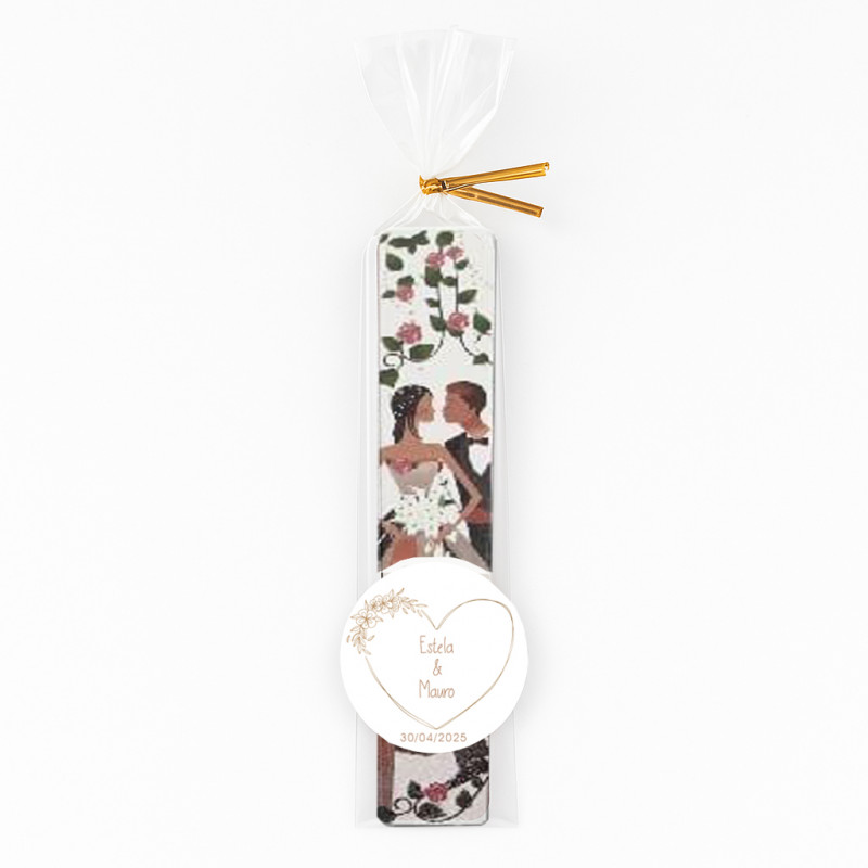 Lima de unhas para casamentos personalizada com adesivo decorativo e bolsa de celofane