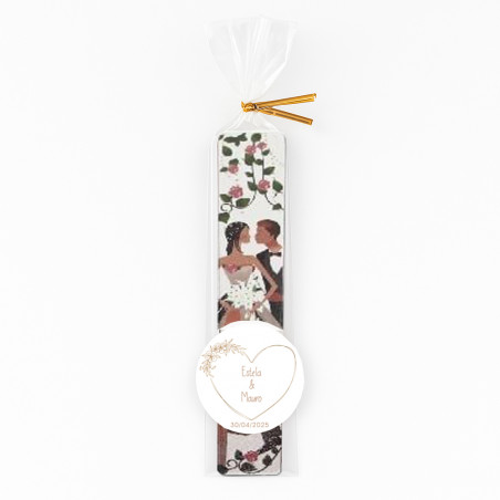 Lima de unhas para casamentos personalizada com adesivo decorativo e bolsa de celofane