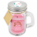 Vela aromatizada personalizada com adesivos para comunhão de menina