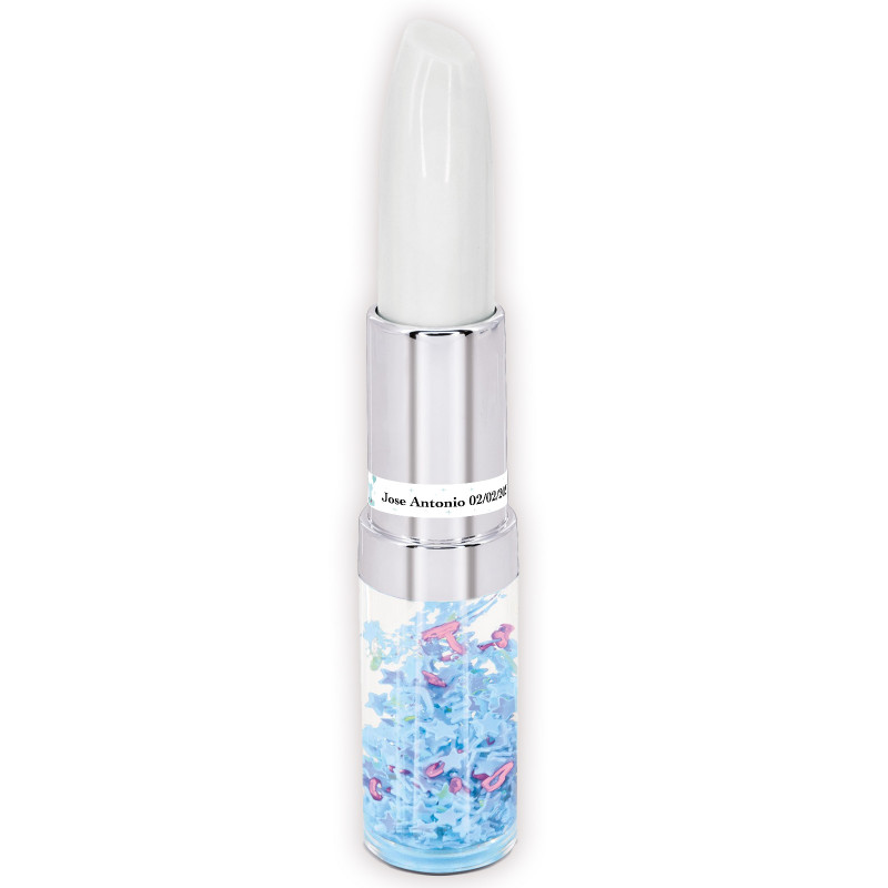 Caneta batom com adesivo para detalhes de batizado