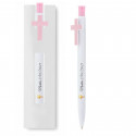 Caneta personalizada para comunhão com cruz rosa