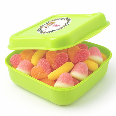 Fiambrera Verde com Doces Sem Glúten Personalizada: Detalhe Doce para Convidados