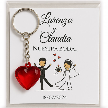 Chaveiro Coração Vermelho com Cartão Personalizado: Uma Lembrança de Casamento Especial