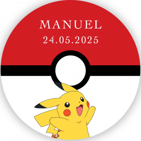 Fiambrera amarela com adesivo pokémon e guloseimas para festas infantis