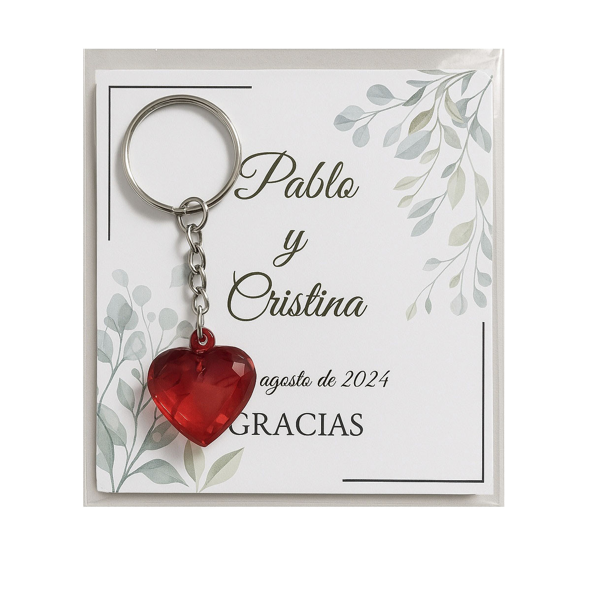 Chaveiro coração com cartão personalizado: um detalhe elegante para seus convidados