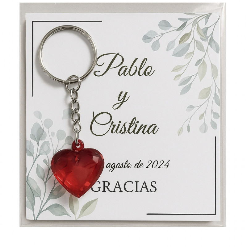 Chaveiro coração com cartão personalizado: um detalhe elegante para seus convidados