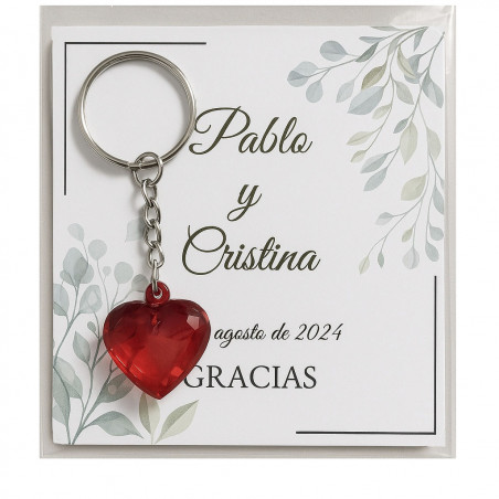 Chaveiro Coração com Cartão Personalizado: Um Detalhe Elegante para Seus Convidados