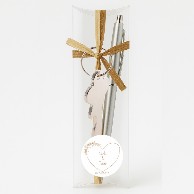 Conjunto de caneta e chaveiro personalizado para casamento