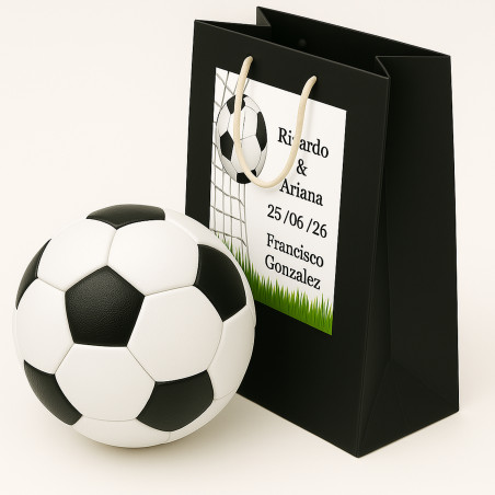 Bola de futebol antiestresse personalizada com adesivo em bolsa de cor preta