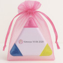 Marcador tricolor personalizado para comunhão com adesivo menina comunhão em bolsa de organza