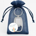 Abridor chaveiro personalizado para comunhão em bolsa de organza