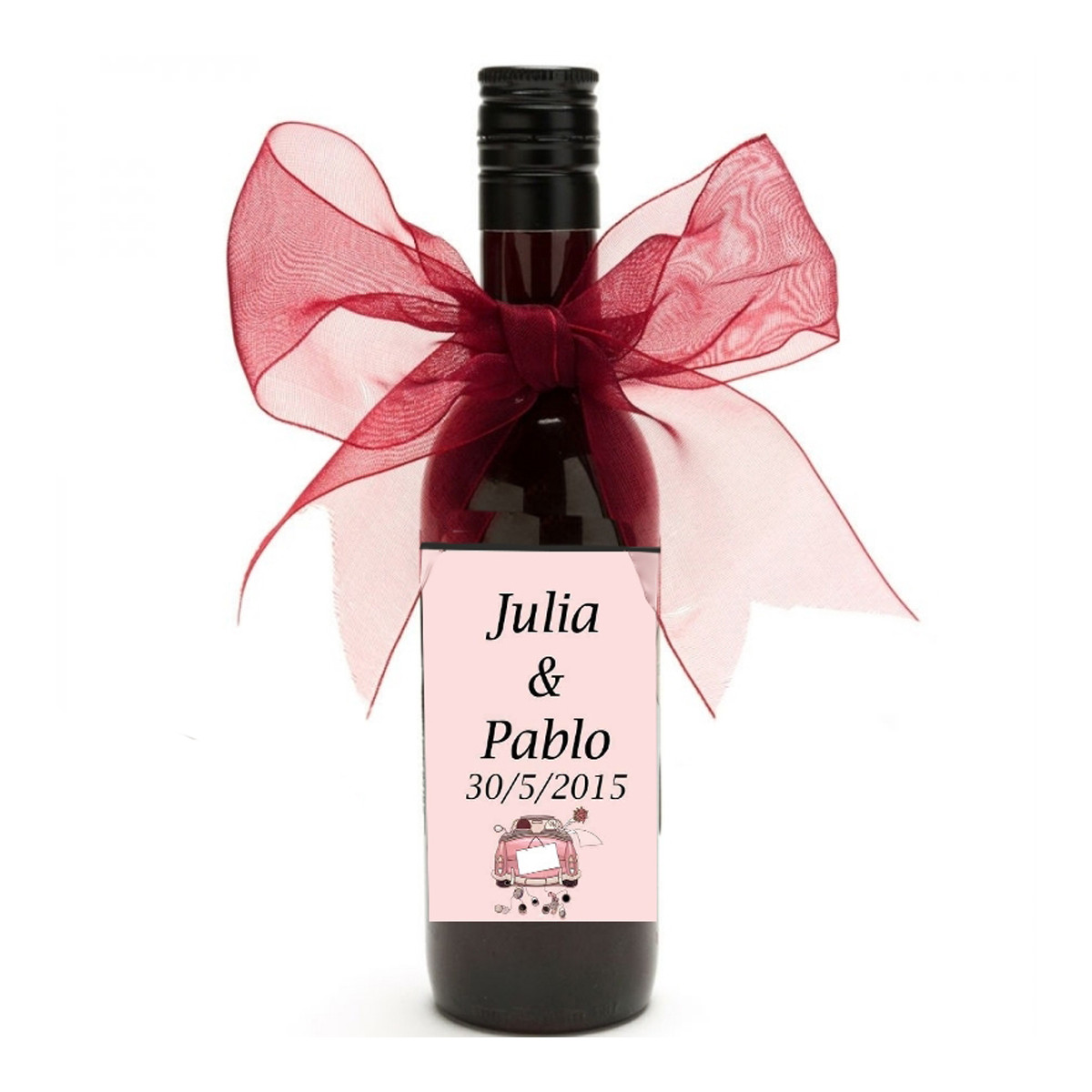 Garrafão de vinho tinto para detalhes de casamento personalizados