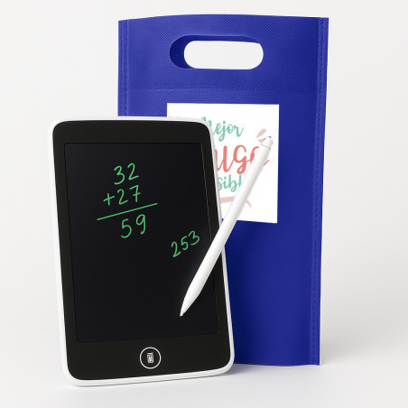 Pizarra digital mágica com ímã em bolsa personalizada para detalhes