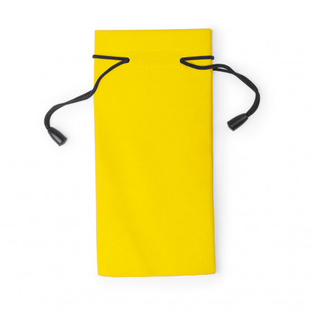 Óculos de sol unissex em estojo amarelo e adesivo de comunhão personalizado