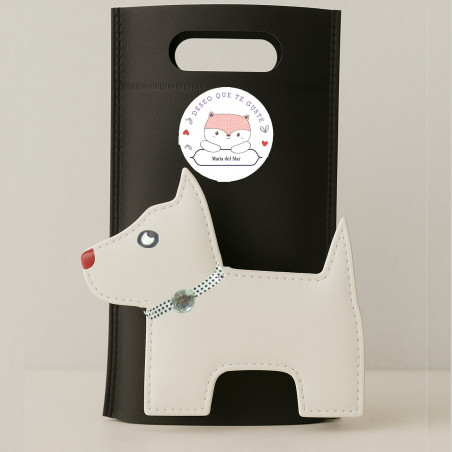 Conjunto de manicure de cachorrinho em envelope kraft preto personalizado com adesivo com nome desejo que te guste