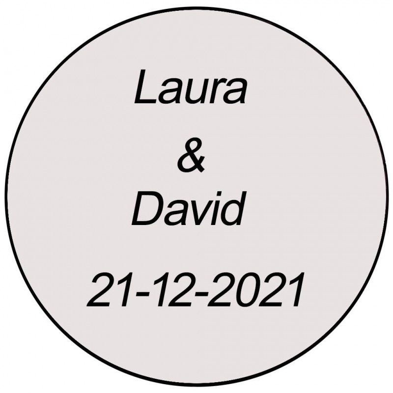 Adesivo Casamento 3cm transparente personalizado com texto