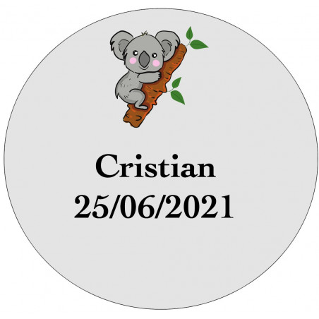 Adesivo de coala personalizado de 3 cm para batizados, comunhões e aniversários