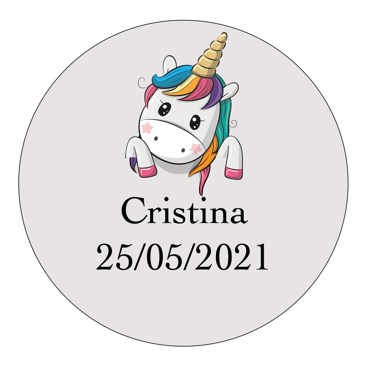 Adesivo unicórnio 3cm personalizado para eventos infantis