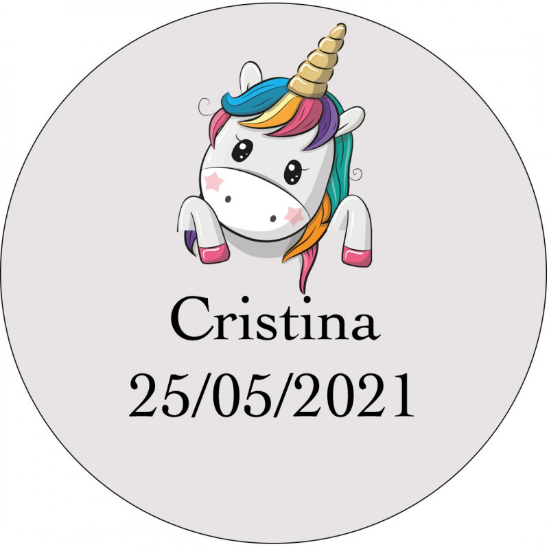 Adesivo unicórnio 3cm personalizado para eventos infantis