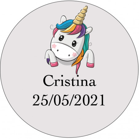 Adesivo unicórnio 3cm personalizado para eventos infantis