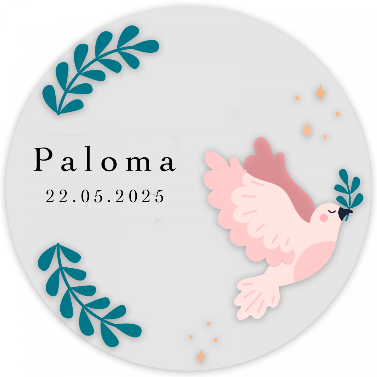 Adesivo pomba comunhão e batizado personalizado 3 cm