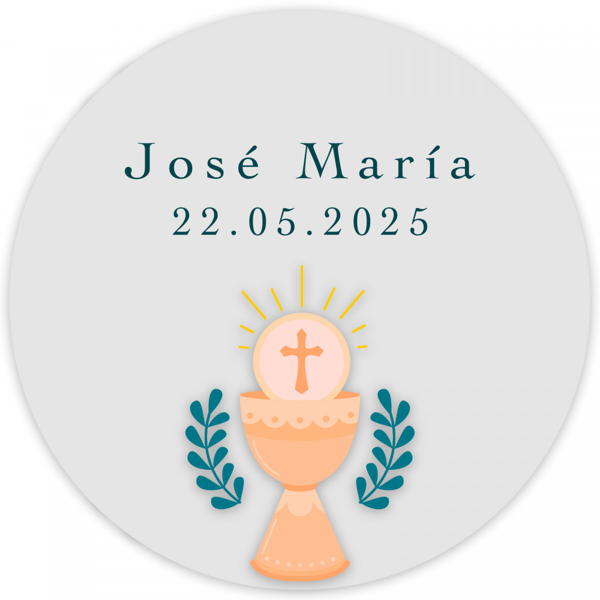 Adesivo de comunhão personalizado com design de cálice de 3cm e fundo transparente