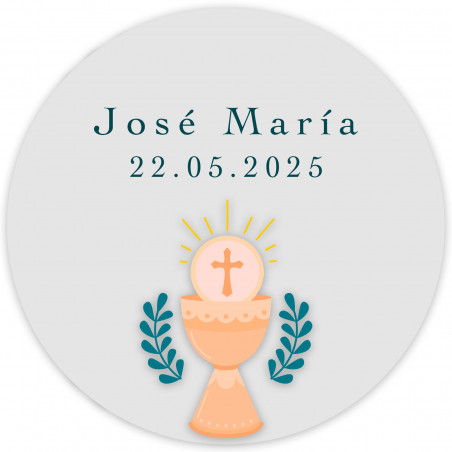 Adesivo de comunhão personalizado com design de cálice de 3cm e fundo transparente