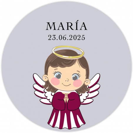 Adesivo 3cm menina angelita personalizado fundo transparente