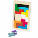 Quebra-cabeça Tetris de madeira com peças coloridas
