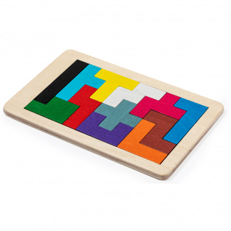 Quebra-cabeça tetris para crianças em madeira com bolsa de presente