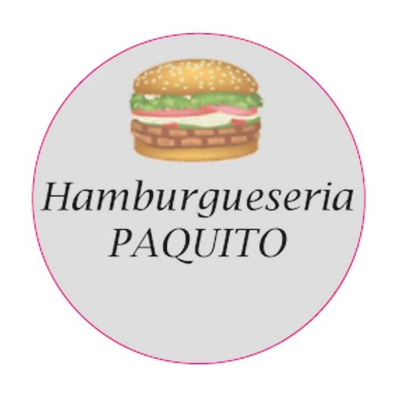 Adesivo personalizado para empresa com design de hambúrguer de 3 cm e fundo transparente