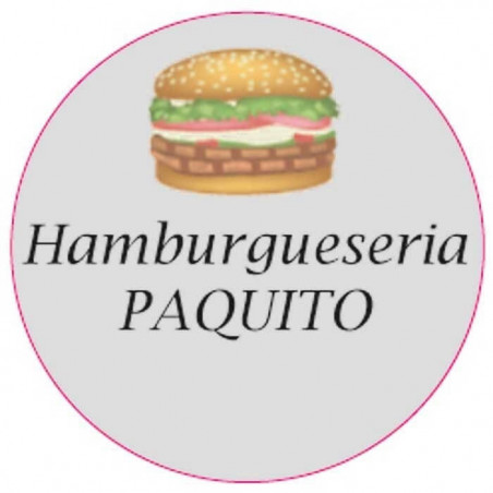 Adesivo personalizado para empresa com design de hambúrguer de 3 cm e fundo transparente