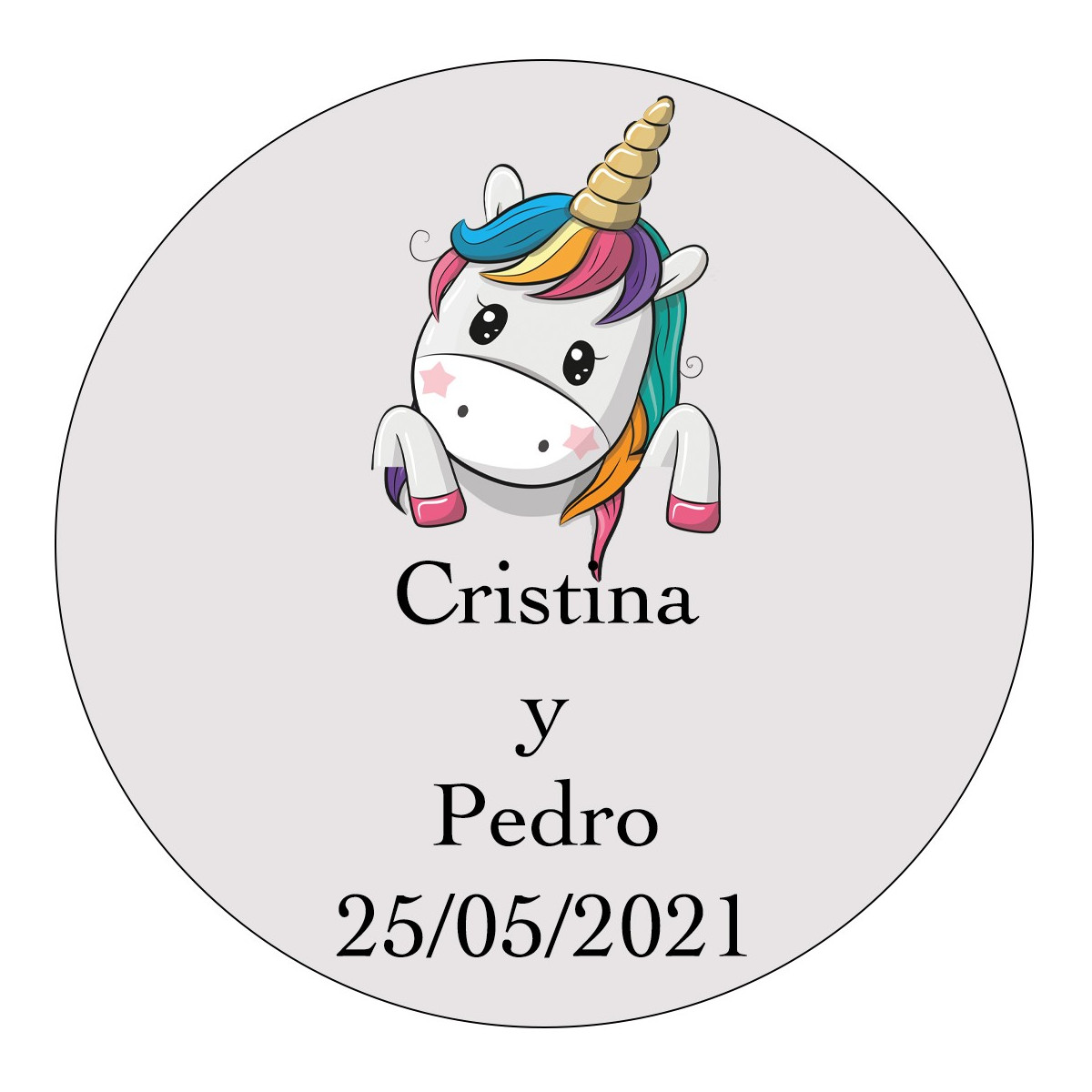 Adesivo unicórnio casamento personalizado para detalhes de convidados 3cm com fundo transparente